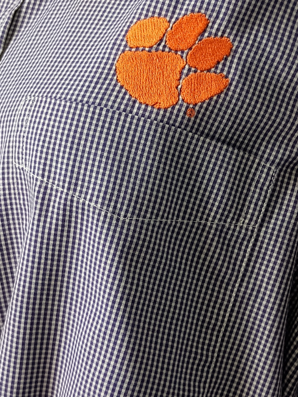 Upcycled Women's Clemson Ruffle Collar Shirt #106 - Picture 3 of 9
